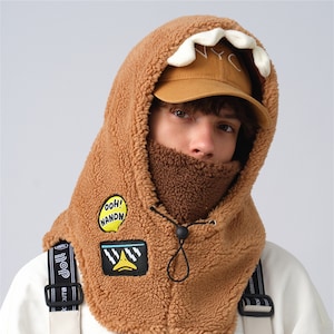 Dinosaur Ski Mask Hats Adult, Skiing/ Snowboard Sports Balaclava, Outdoor Sport Knit Hood, Helmet Cover, Halloween/ Christmas/Birthday Gift