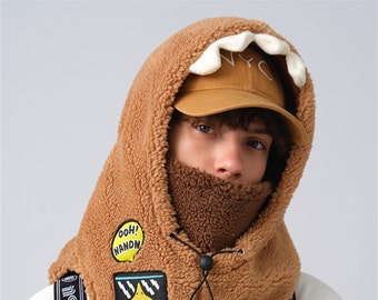 Dinosaur Ski Mask Hats Adult, Skiing/ Snowboard Sports Balaclava, Outdoor Sport Knit Hood, Helmet Cover, Halloween/ Christmas/Birthday Gift