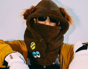 Brown Bear Ski Mask Adult Hats, Skiing/ Snowboard Sports Balaclava, Outdoor Sport Knit Mask Hood, Halloween/ Christmas /Birthday Gift