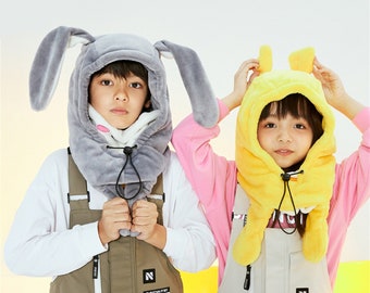 Kids Ski Mask Moving Ears Hat: Winter Sports Balaclava