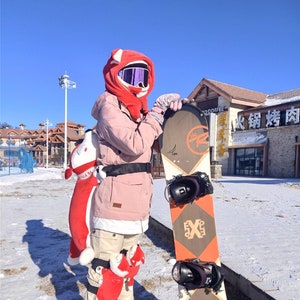 Red Fox Mask Balaclava for Adults, Moving Ears Hats, Snowboard Balaclava, knitted balaclava, Halloween/ Christmas/ Birthday Gift