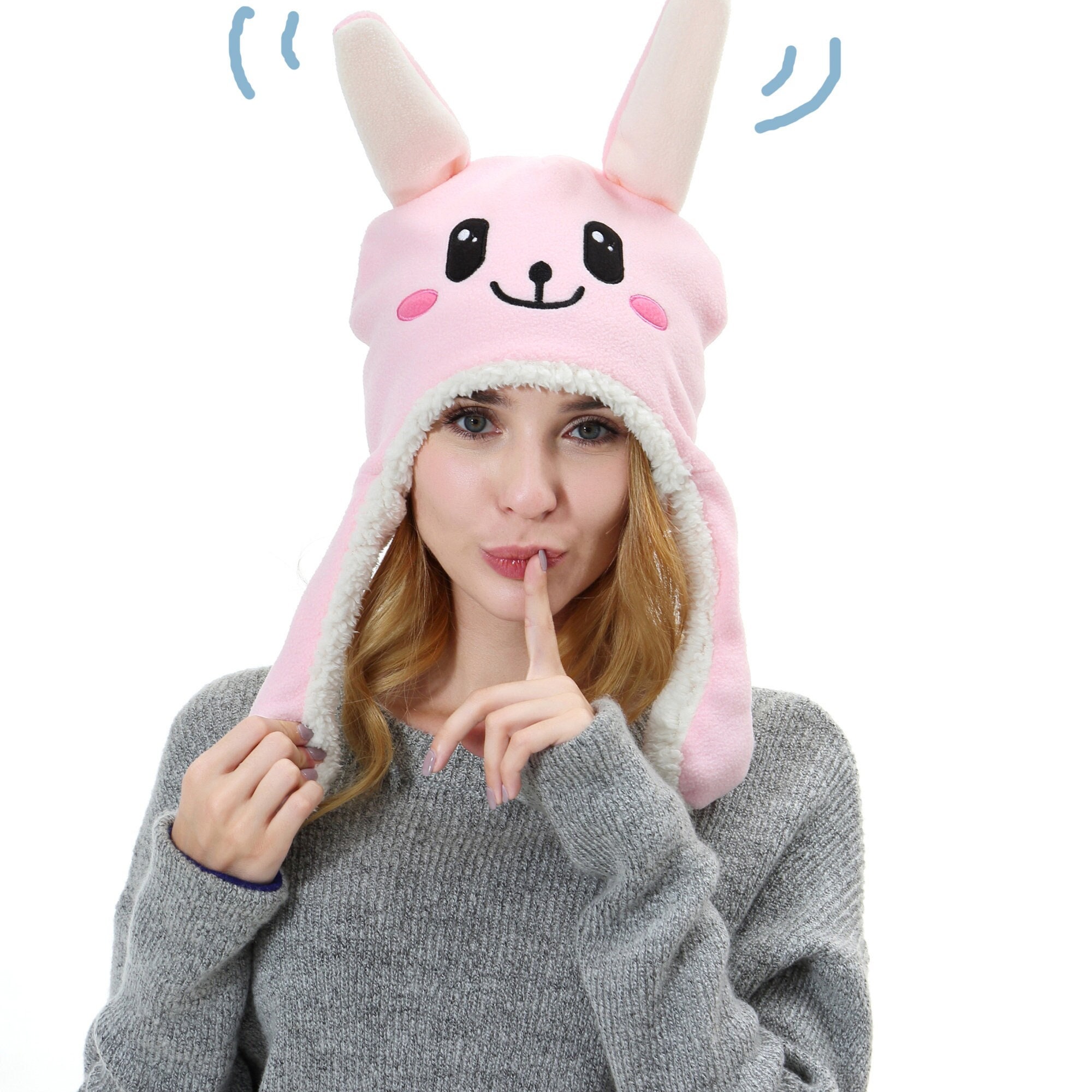 pink bunny hat with moving ears