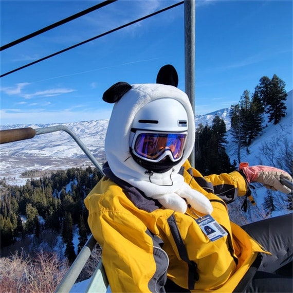 White Panda Moving Ears Ski Mask Adultes Hood, Ski/Snowboard