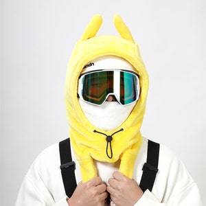 Yellow Duck Ski Mask Hat Adults, Moving Ears, Skiing/Snowboard Sports Balaclava Hood, Helmet Cover, Halloween/ Christmas/Birthday Gift