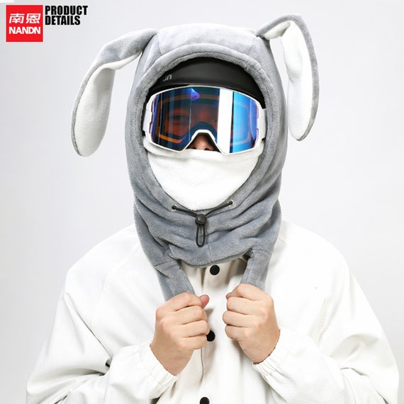Dude Panda Mens Fleece 2-in-1 Headwear Winter Hat Face Mask Ski Mask