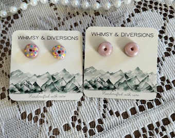 Donut Stud Earrings - Polymer Clay  - Handmade Earrings - Summer Style