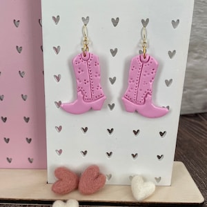 Rustic Cowboy Boot Dangles - Polymer Clay  - Handmade Earrings - Western Style - NEW COLOURS