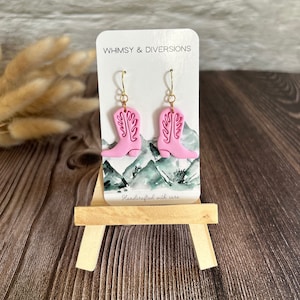 Medium Cowboy Boot Dangles -One of a kind - Polymer Clay  - Handmade Earrings - Western Style - NEW COLOURS