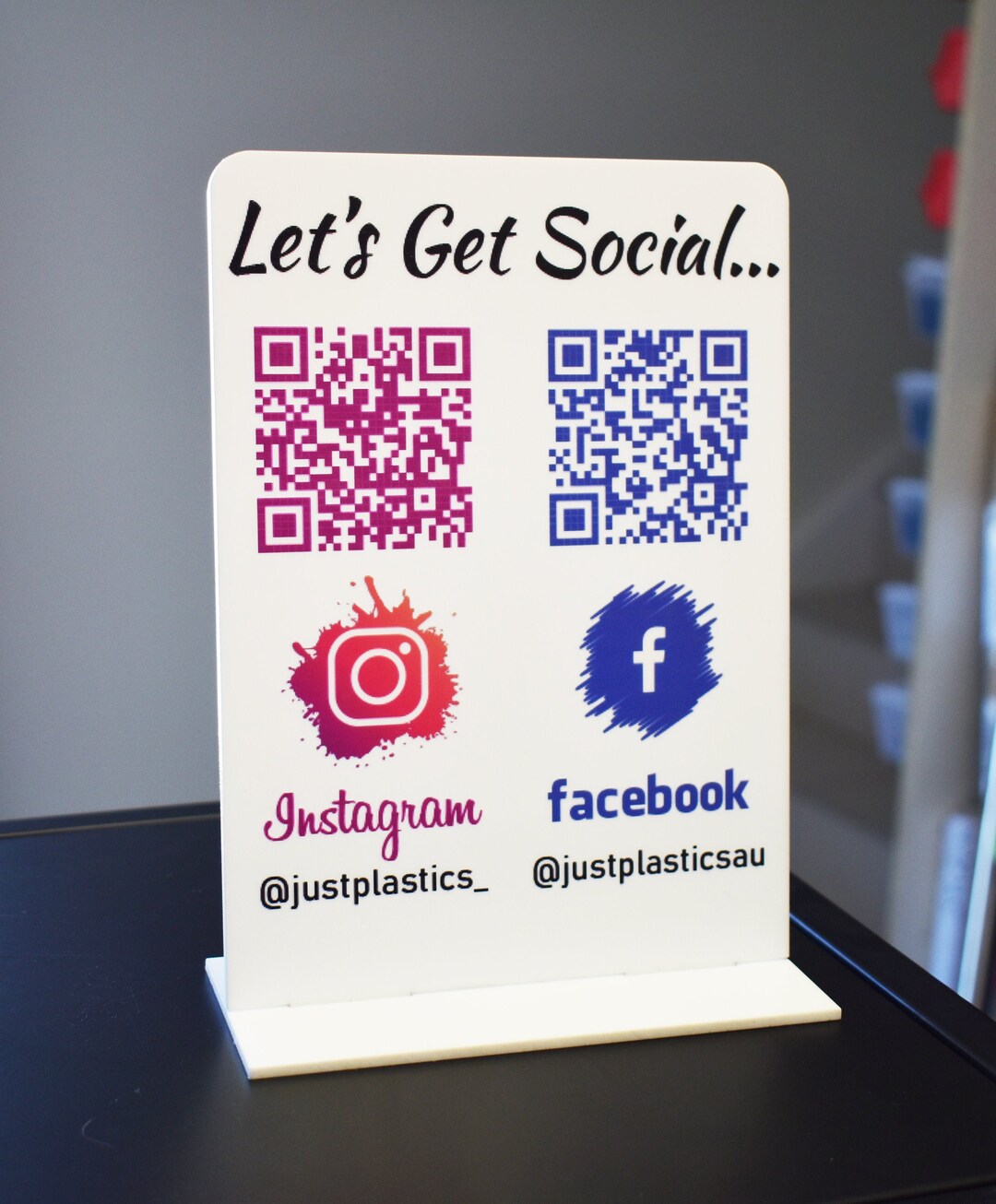 Acrylic Social Media Sign / Market Stall Sign / Social Media Signage / QR Code Etsy