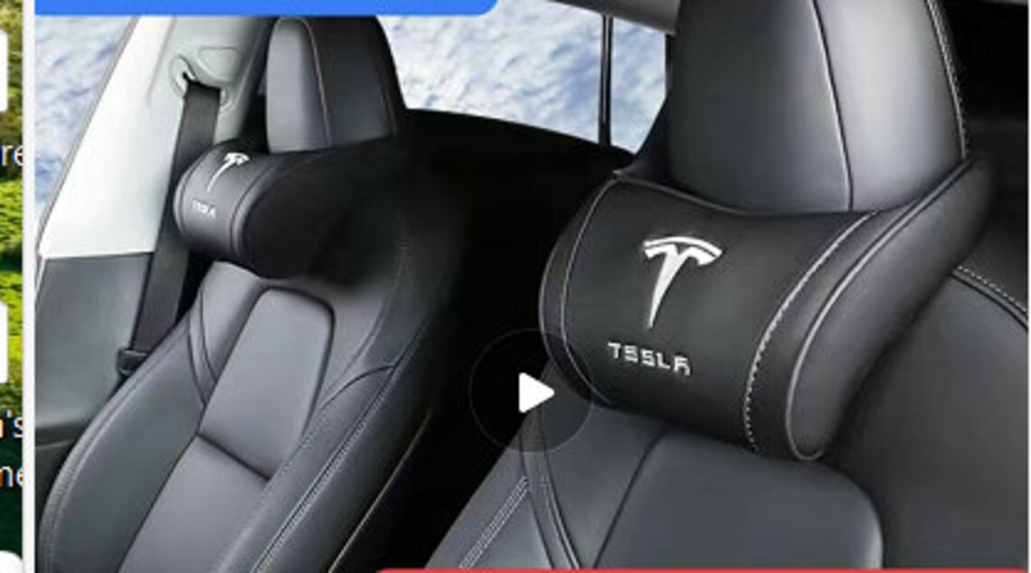 Tesla Car Luxury Neck Support Pillow Soft Leather Headrest Etsy