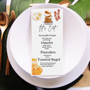 Custom Editable Brunch Breakfast Menu Template, Editable Breakfast Menu Template, Pancake Breakfast Menu