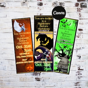 Alptraum Halloween Einladung Ticket Filmparty, Horrorfilm Themenparty, druckbare Evite Party einlädt, Ticket Party Vorlage