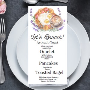 Custom Editable Brunch Breakfast Menu Template, Editable Breakfast Menu Template, Pancake Breakfast Menu