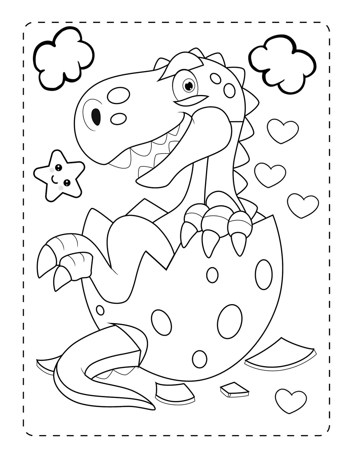 Dino Love Coloring Book 25 pages | Etsy