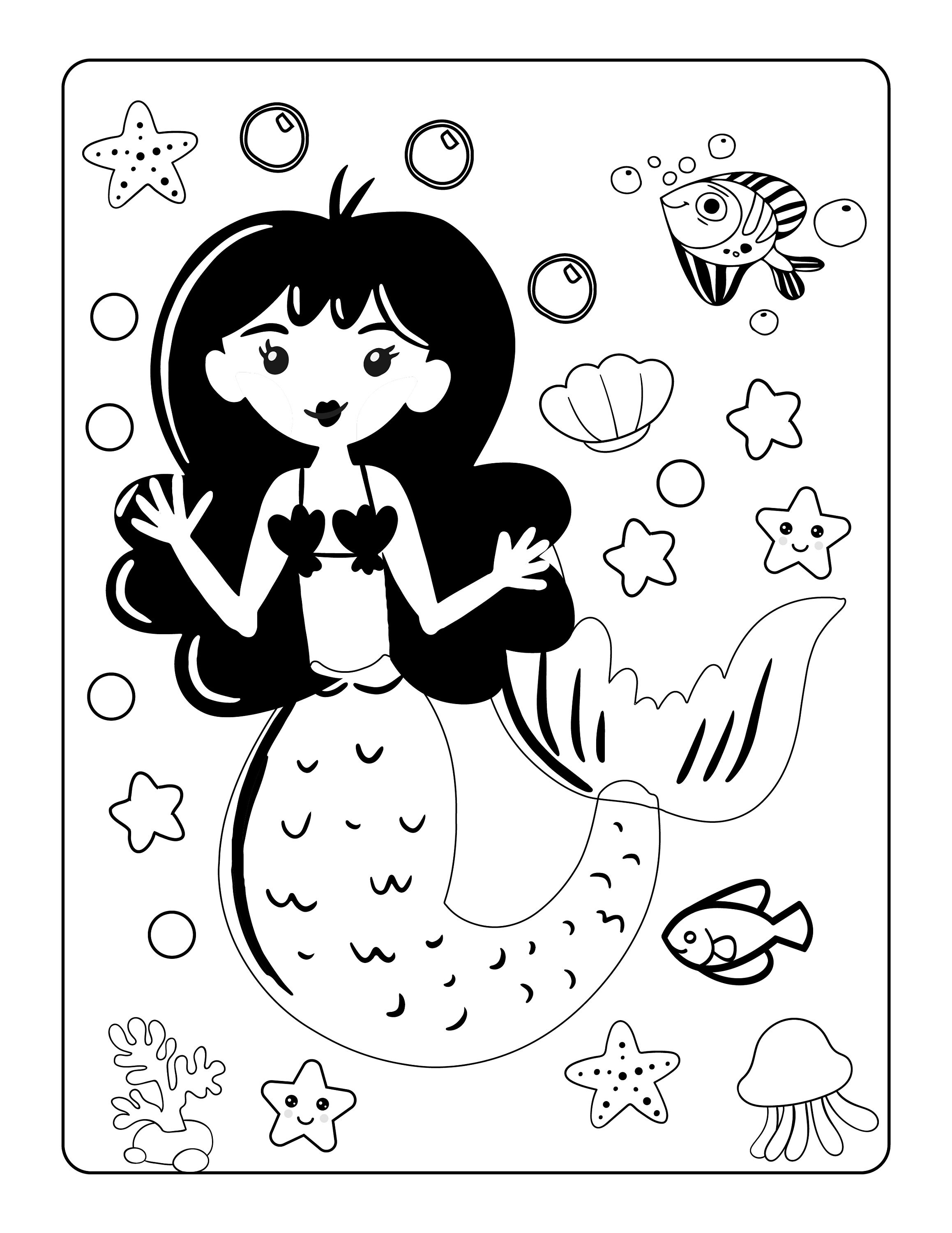 Mermaid Coloring Book 25 pages | Etsy