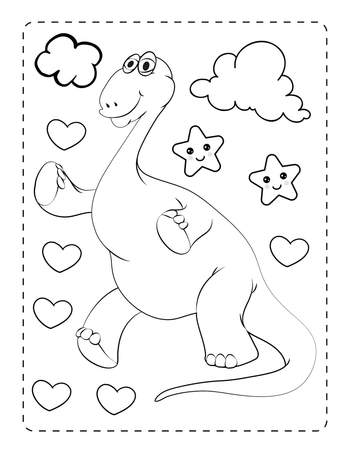 Dino Love Coloring Book 25 pages | Etsy