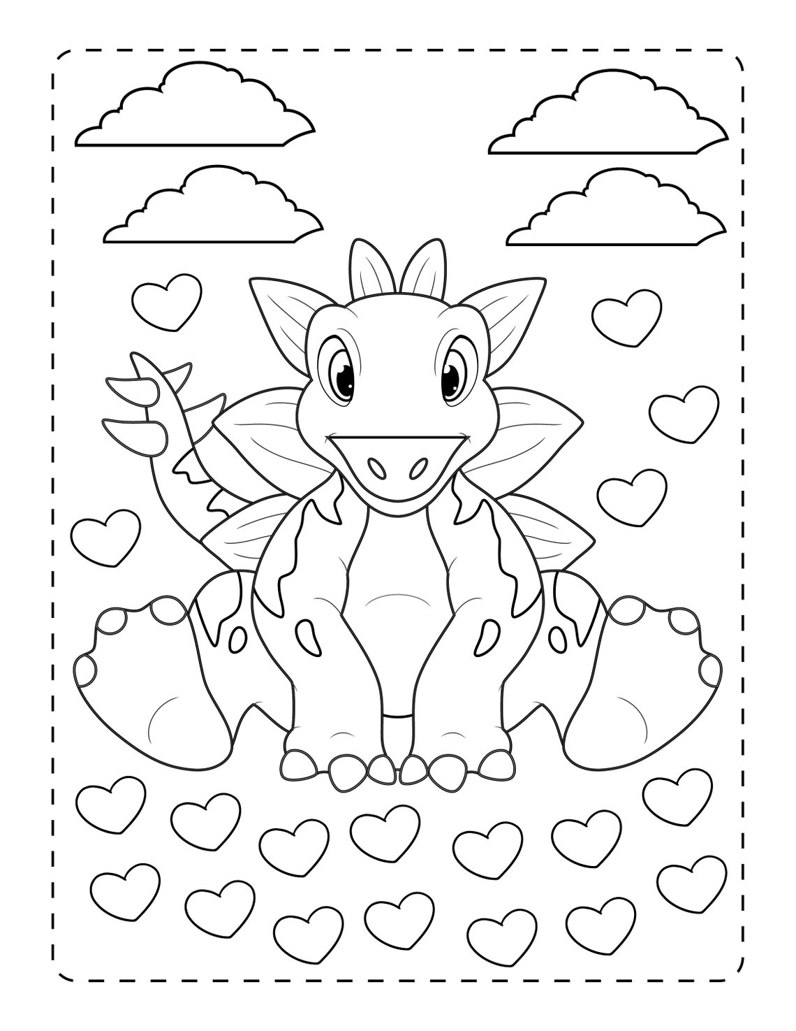 Dino Love Coloring Book 25 pages | Etsy