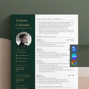 Resume Template for Creative, Actor Resume Google Docs, Photo Resume, Professional Resume, CV Template, Modern Resume, CV Resume, Canva CV