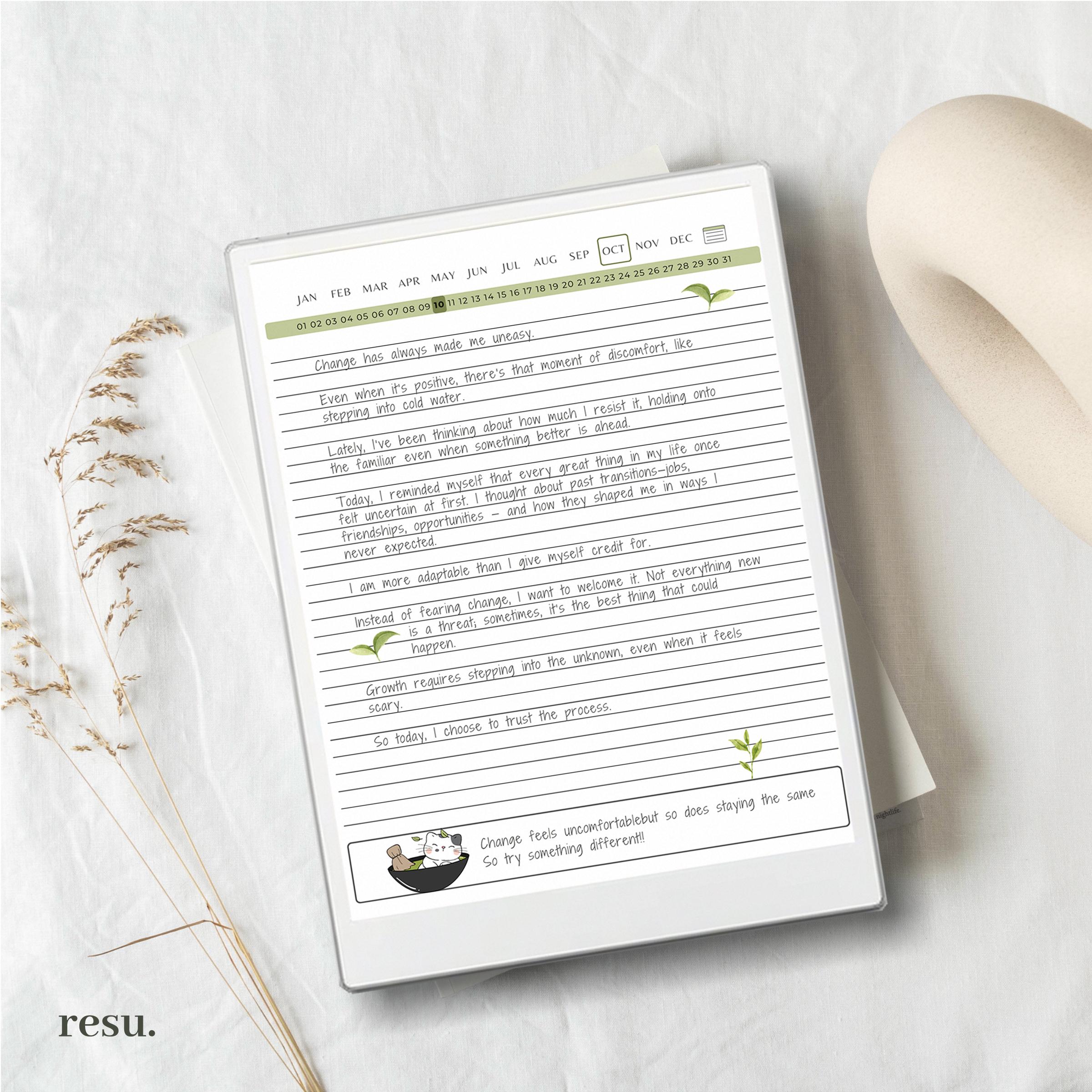 Daily Journal for Remarkable Paper Pro Tablets, Eink Journal ...