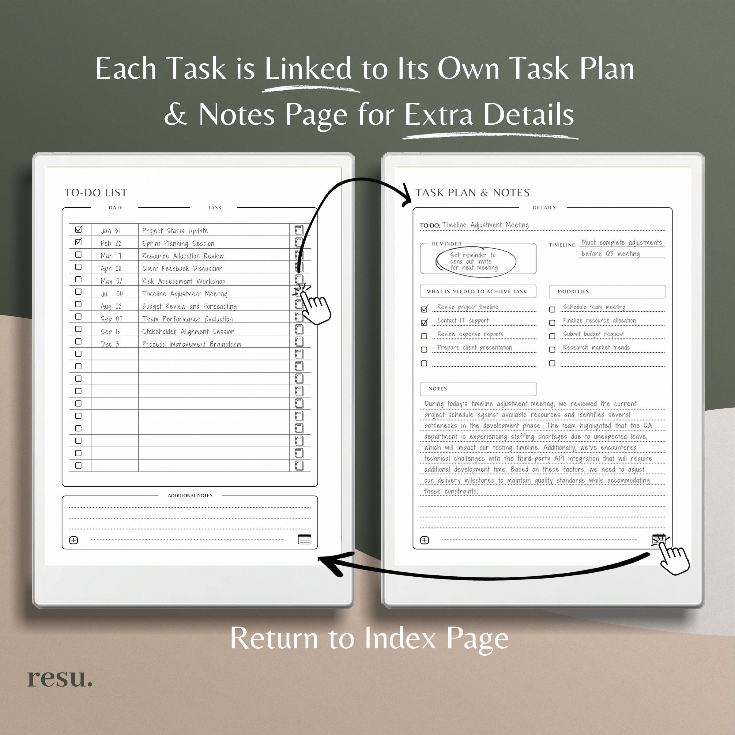 Digital To-do List for Remarkable Paper Pro, Daily Checklist Planner ...