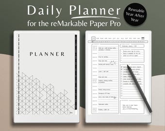 Tagesplaner für reMarkable Paper Pro - Wiederverwendbarer Aufgabenplaner (Digitaler Download)