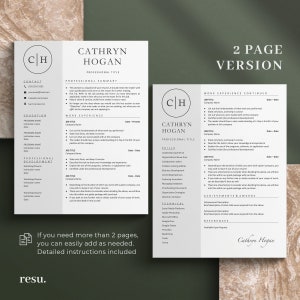 May include: A two-page resume template with a minimalist design. The template features a professional headshot, contact information, work experience, skills, and achievements. The text is in a simple, easy-to-read font.