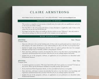 ATS Resume Template, Cv Template Word, ATS Friendly Resume, ATS Cv Template, Dark Green Resume, Cv Template Simple, Modern Cv 1 or 2 Pages