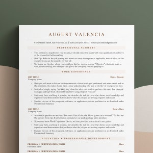 ATS Friendly Resume, Modern Resume, Teacher Cv, Cv Template Word, ATS Resume Template, Beige Cv Template Simple, Modern Cv 1 or 2 Pages image 1