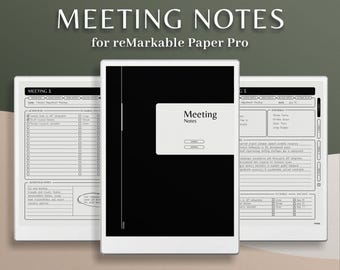 Meeting Notizen reMarkable Paper Pro, Digitaler Planer, Projektmanagement Notizbuch, Aufgaben Tracker, Notizbuch für rMPP, Meeting Minuten