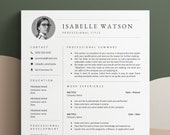 CV Template Photo, Minimalist Resume, Resume Template with Photo, Picture Word Resume, Curriculum Vitae Portrait Template Google Docs Format