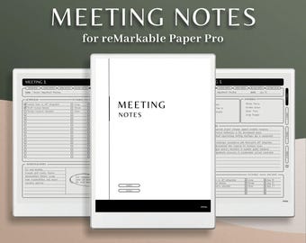 Meeting Notizen reMarkable Paper Pro, Digitaler Planer für rMPP, Planer Notizbuch, Notizbuch Notizbuch, Meeting Notizbuch reMarkable Pro
