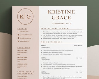 Monogram Resume, Cv Template Word, Resume Google Doc, Cv Google Docs, CV Template Modern, CV Professional, Resume Template 1 or 2 Page