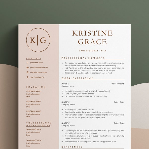 Monogram Resume, Cv Template Word, Resume Google Doc, Cv Google Docs, CV Template Modern, CV Professional, Resume Template 1 or 2 Page