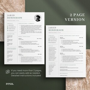 Peut inclure: Un mod&egrave;le de CV sur deux pages avec un sch&eacute;ma de couleurs vert et blanc. Le CV est pour Jared Henderson, qui postule pour un titre professionnel. Le CV comprend des sections pour les coordonn&eacute;es, la formation, le d&eacute;veloppement professionnel, l'exp&eacute;rience professionnelle, les comp&eacute;tences, les r&eacute;alisations et les r&eacute;compenses, et les r&eacute;f&eacute;rences.