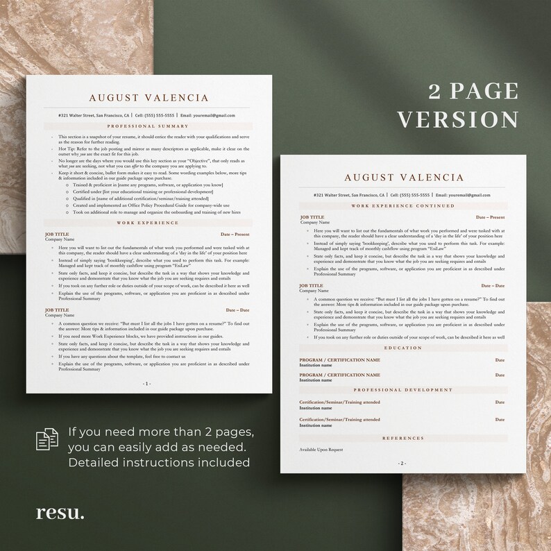 ATS Friendly Resume, Modern Resume, Teacher Cv, Cv Template Word, ATS Resume Template, Beige Cv Template Simple, Modern Cv 1 or 2 Pages image 3