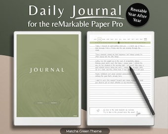 reMarkable Paper Pro tägliches Journal Notizbuch, rMPP Notizen, liniertes Notizbuch mit Hyperlinks, Dankbarkeit, digitales Journal für Selbstpflege, psychische Gesundheit