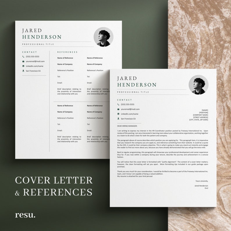 Peut inclure: Un mod&egrave;le de CV en noir et blanc avec une lettre de motivation et une section r&eacute;f&eacute;rences. Le CV comprend des coordonn&eacute;es, un titre professionnel et une section pour les r&eacute;f&eacute;rences. La lettre de motivation est adress&eacute;e &agrave; un responsable du recrutement et comprend un paragraphe sur l'exp&eacute;rience et les qualifications du candidat.
