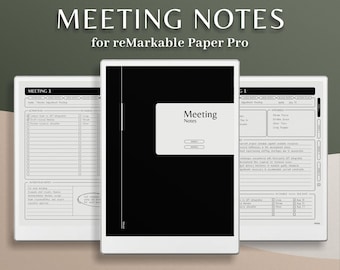 Meeting Notes reMarkable Paper Pro, Digital Planner Template, Project Management Notebook, Task Tracker, Note Book for rMPP, Meeting Minutes