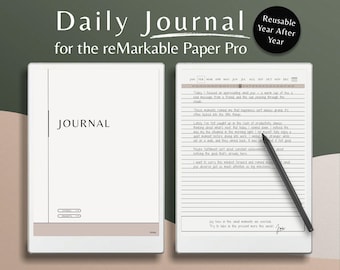 Daily Journal for reMarkable Paper Pro, Hyperlinked PDF, rMPP Notes, Gratitude Diary 2025+2026,Undated Reusable, Digital Notebook journaling