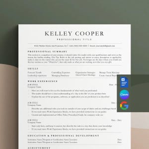 ATS Friendly Resume Template for Microsoft Word and Google Docs, Cover Letter and References, Resume Template Instant Download, CV Template