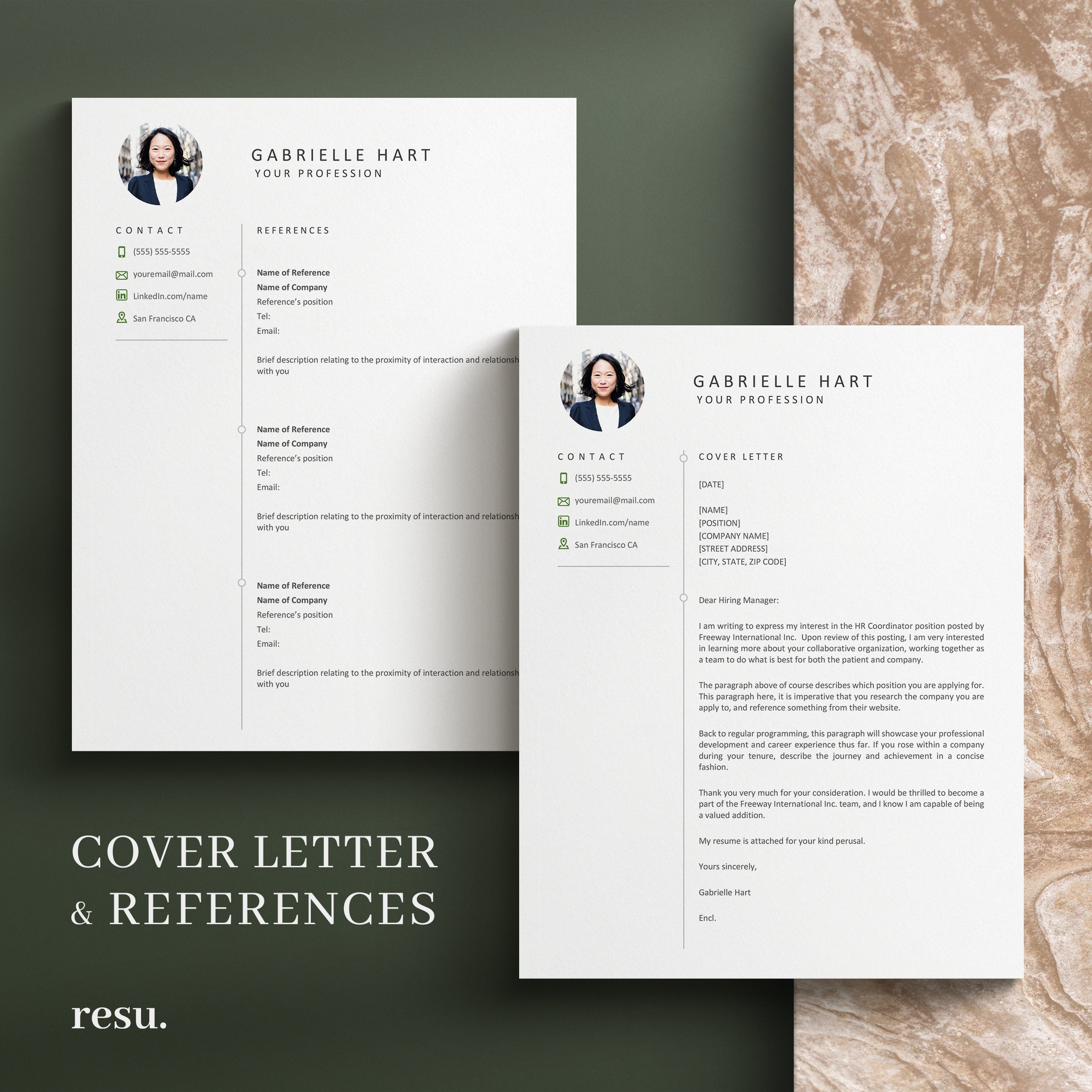 Google Docs, MS Word Resume Template + Cover Letter + References ...