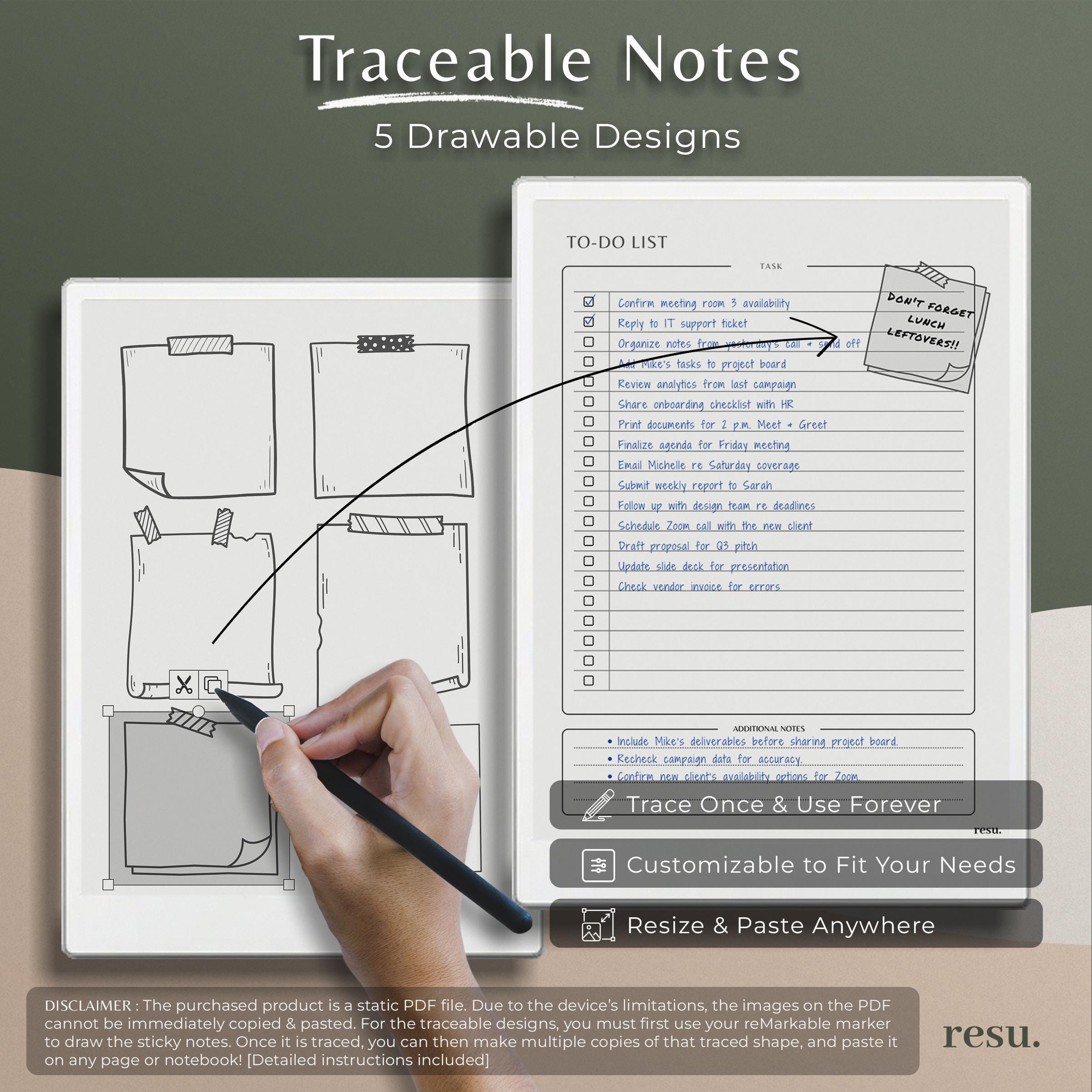Sticky Notes Reminder Post It for Remarkable Paper Pro, Note Pad, to Do ...