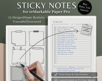 Sticky Notes Reminder Post It for reMarkable Paper Pro, Note Pad, To Do List , Task Tracker, Daily Checklist Habit Template Notebook Planner