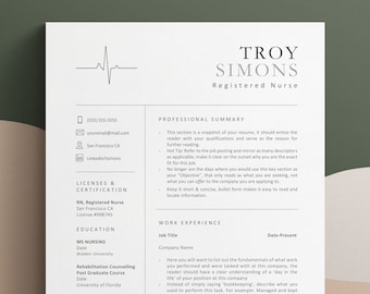 Nurse Resume, Registered Nurse CV, Nursing Student Resume, CV Medical Assistant, Nurse Resume Template Ms Word, Google Docs, Modern Nurse CV