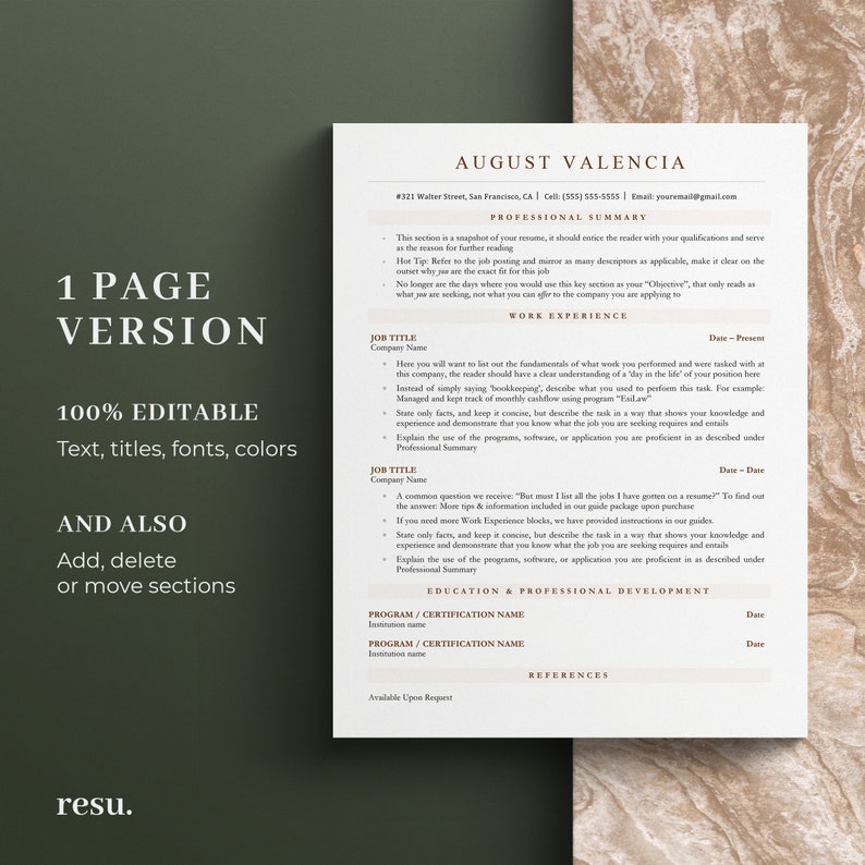 ATS Friendly Resume, Modern Resume, Teacher Cv, Cv Template Word, ATS Resume Template, Beige Cv Template Simple, Modern Cv 1 or 2 Pages image 2