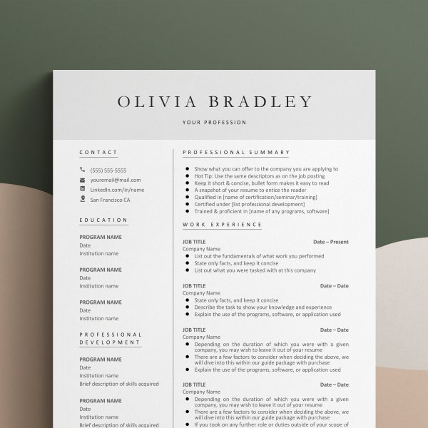 Cv Template Word, Curriculum Vitae, Resume Template Google Doc, Cv Google Docs, CV Template Modern, CV Professional, 1 or 2 Page Columns