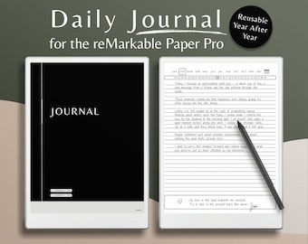 reMarkable Paper Pro tägliches Journal Notizbuch, rMPP Notizen, liniertes Notizbuch mit Hyperlinks, Dankbarkeit, digitales Journal für Selbstpflege, psychische Gesundheit