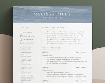 Professional & Modern Resume Template for Word + Google Docs, Resume Design, Professional CV, Instant Download Resume, CV Template for Word