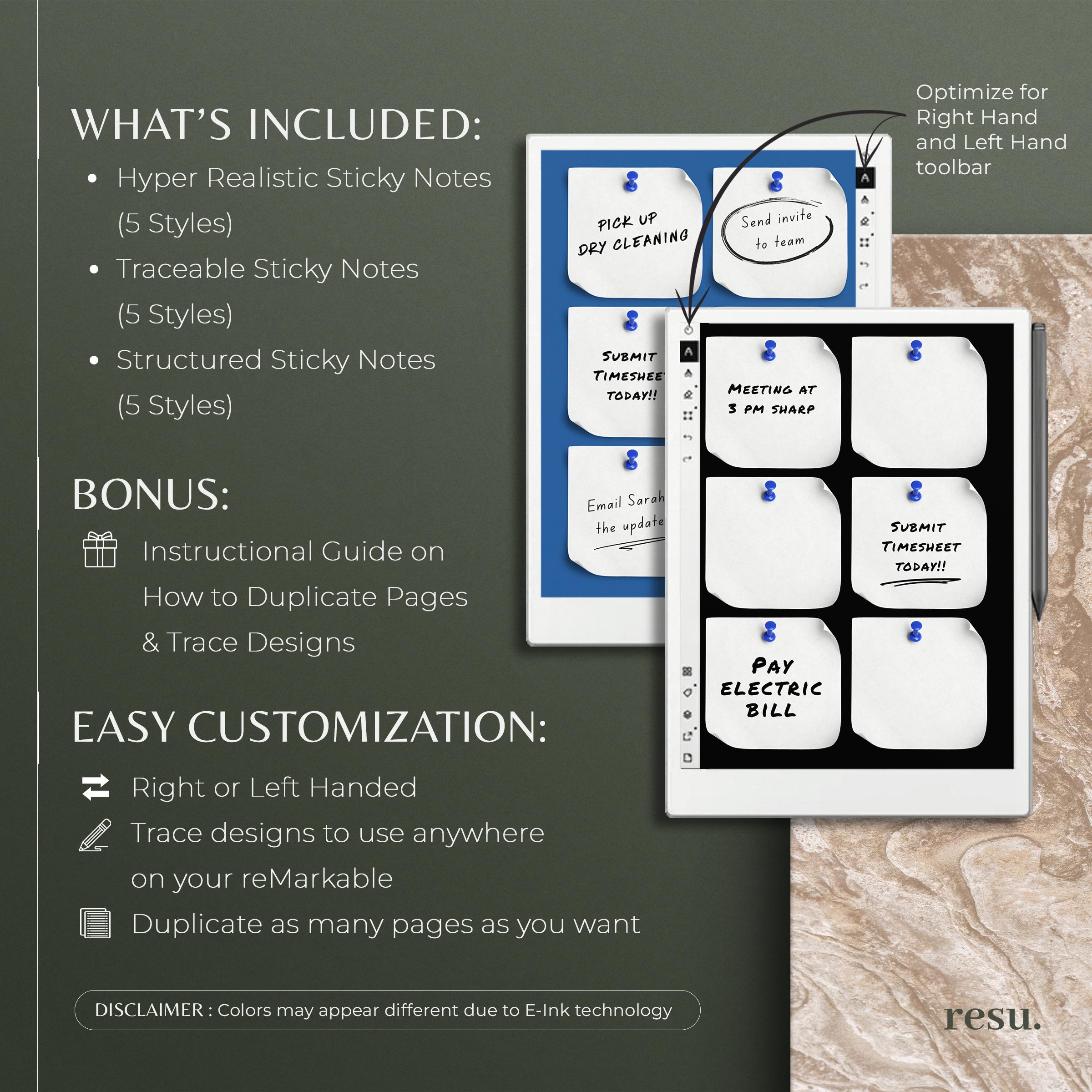 Sticky Notes Reminder Post It for Remarkable Paper Pro, Note Pad, to Do ...