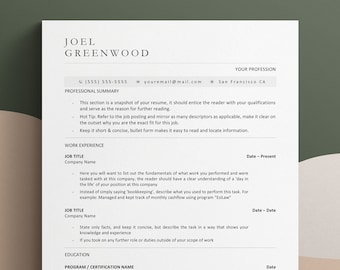 Plantilla de CV, CV de Google Docs, Plantilla de CV simple, Plantilla de CV de Google, Plantilla de CV de Word, Diseño de CV, CV de 1 página, CV de 2 páginas